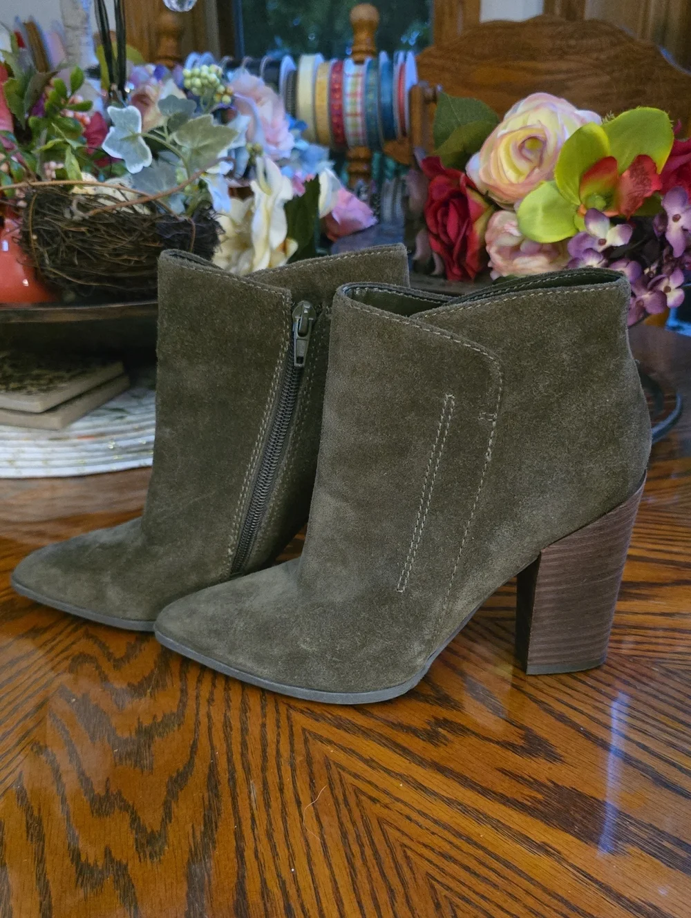 GUESS Olive Suede Leather Heeled Boots
